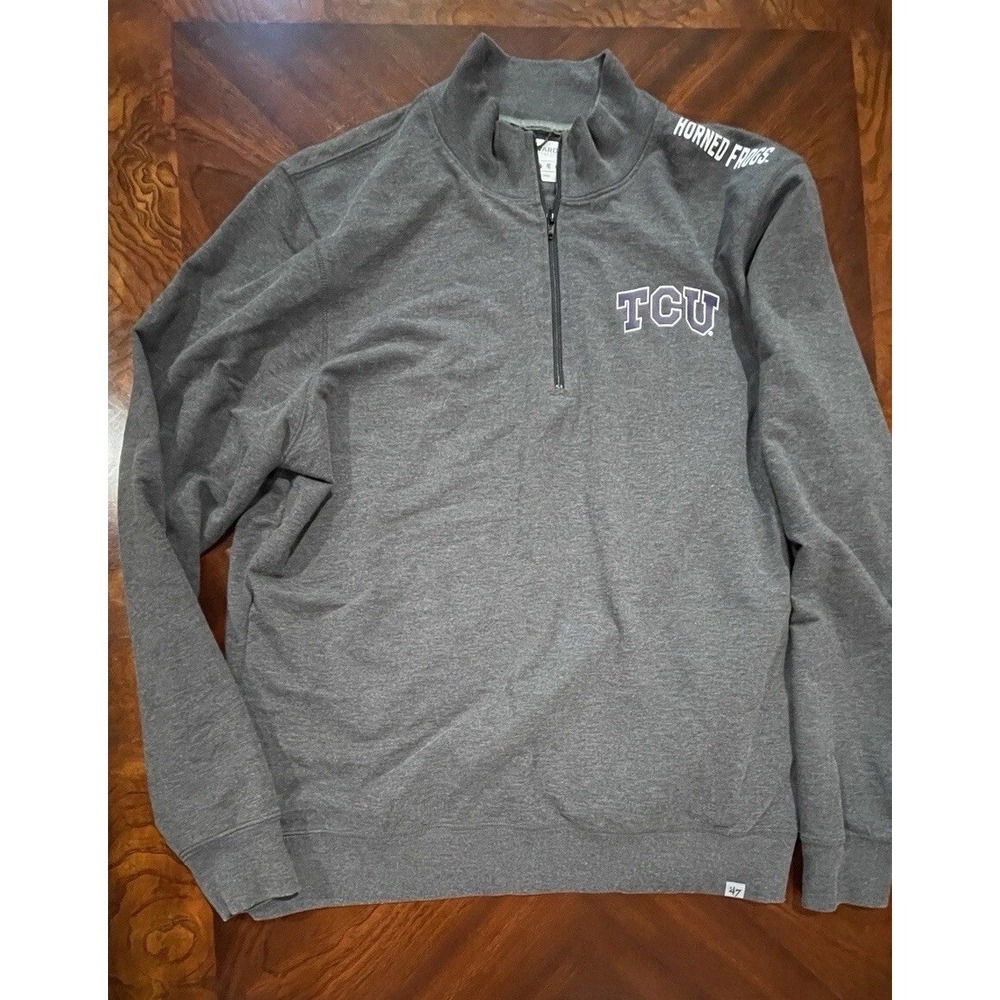 47 Brand TCU Horned Frogs Quarter Zip Pullover Gray XL NCAA Athletic Jacket